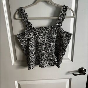 Old Navy Blue and White Smocked Ruffled Tank Top